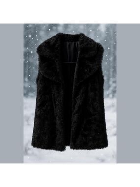 Pinc Kids Black Plush Vest Medium